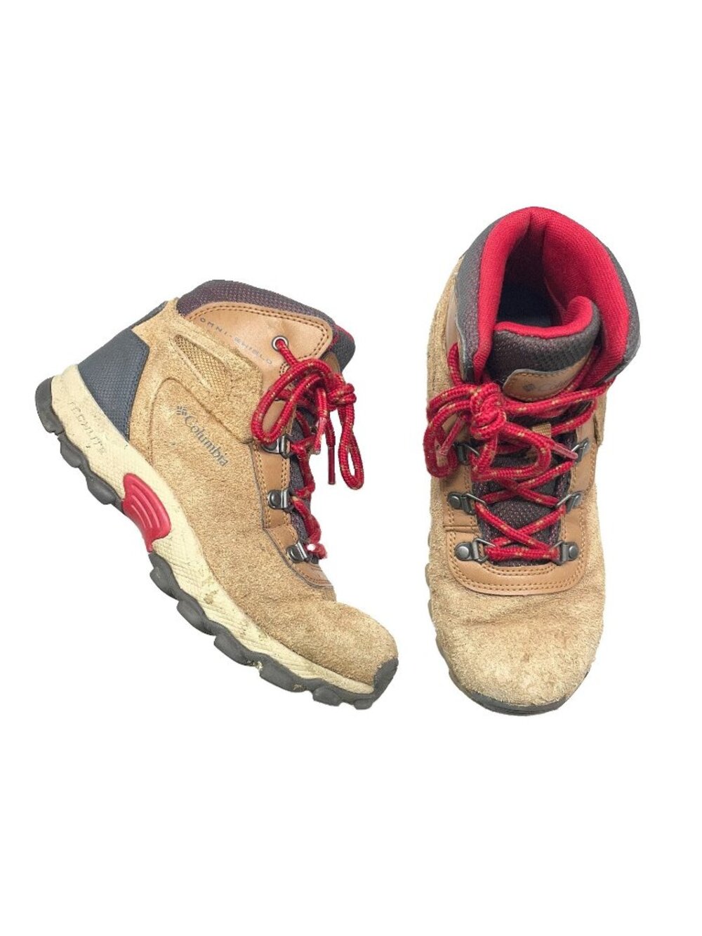 Columbia Big Kids' Sz 4 Newton Ridge Amped Boot Waterproof Lace Up Elk Tan Suede